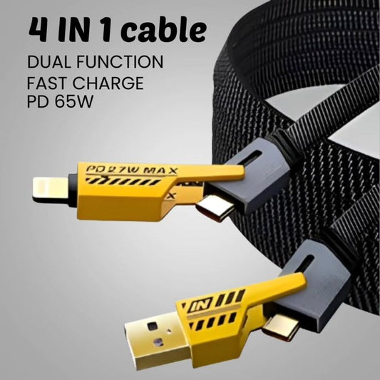 4 in 1 Data/Charging Cable 65W | 4 in 1 Cable USB A+C to Lightning