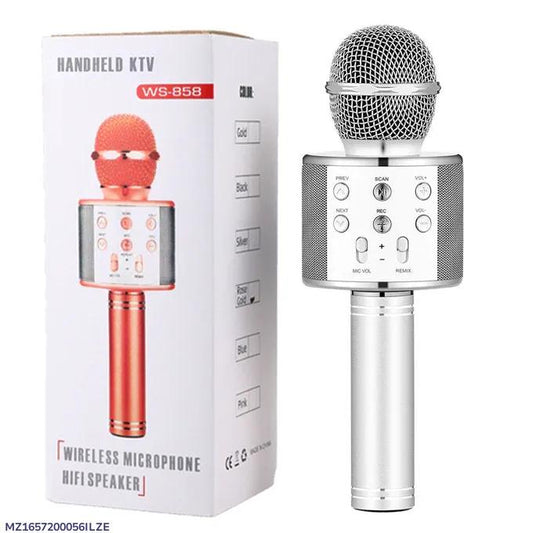 WS-858 Handed Ktv Premium Wireless Mic With Speaker- Pack Of 1
