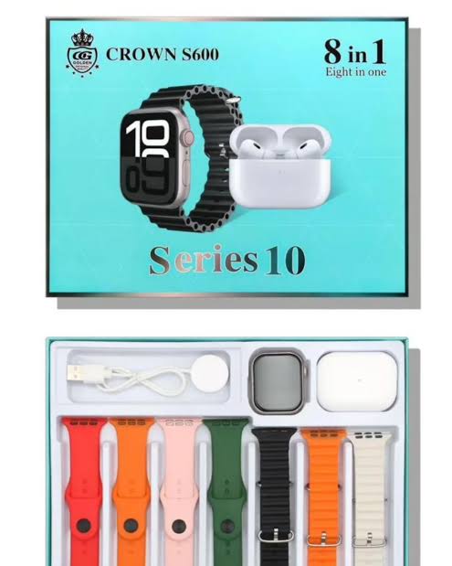 CROWN S600 CURVED DISPLY ULTRA SMRAT WATCH SERIES 10 + EARBUDS FREE