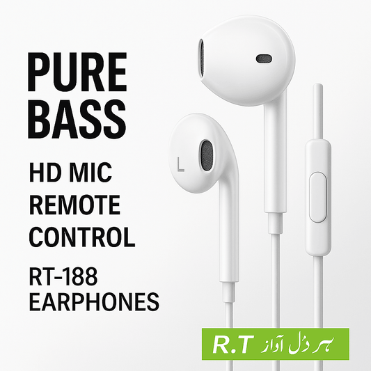RT-188 Pure Bass Wired Earphones 🔊 Pure Sound. Deep Bass. Total Control.