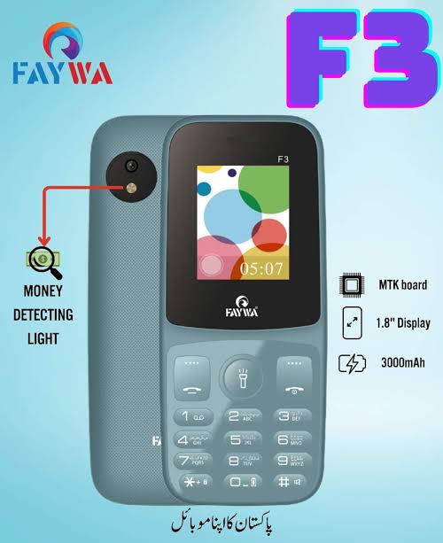 Faywa F3 – Dual SIM Keypad Phone with 3000mAh Battery, Torch Light, HiFi Speaker & 1-Year Warranty