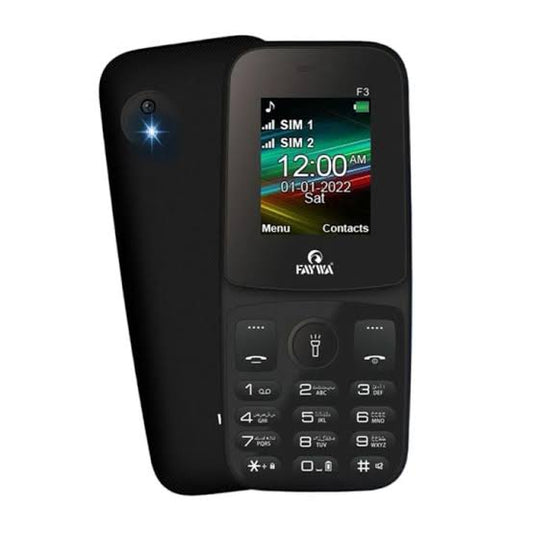 Faywa F3 – Dual SIM Keypad Phone with 3000mAh Battery, Torch Light, HiFi Speaker & 1-Year Warranty