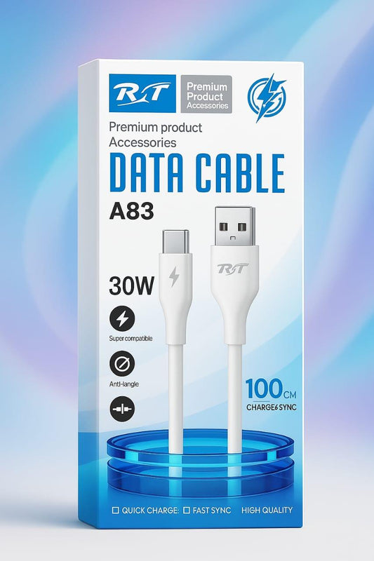 RT A83 30W USB to Type-C Fast Charging Data Cable – 100cm