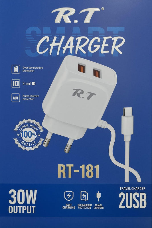 R.T RT-181 Travel Charger (2 USB Ports)