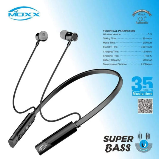 MOXX Wireless Neckband Earphones – 35 Hours Music Time, Super Bass, Bluetooth 5.3, Magnetic Buds, Type-C Fast Charging