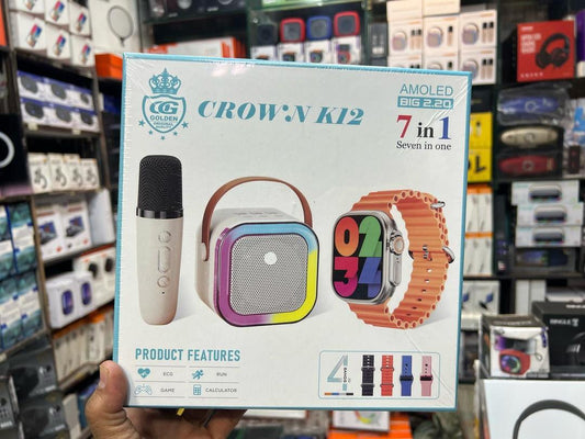 Crown K12 Smart Watch + 1x Mic 1x Music Speaker