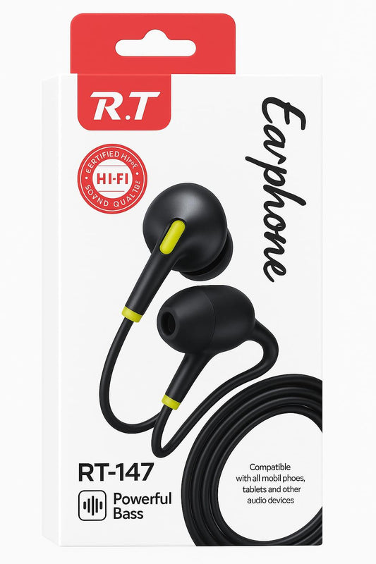 R.T RT-147 Wired Earphones – Powerful Bass, Crisp Sound