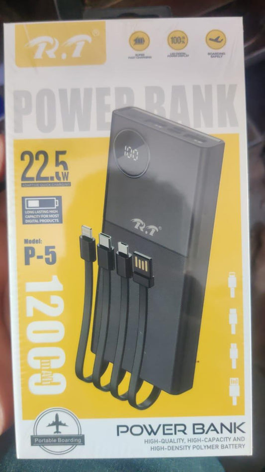 R.T Power Bank P-5 – 12000mAh | 22.5W Fast Charging